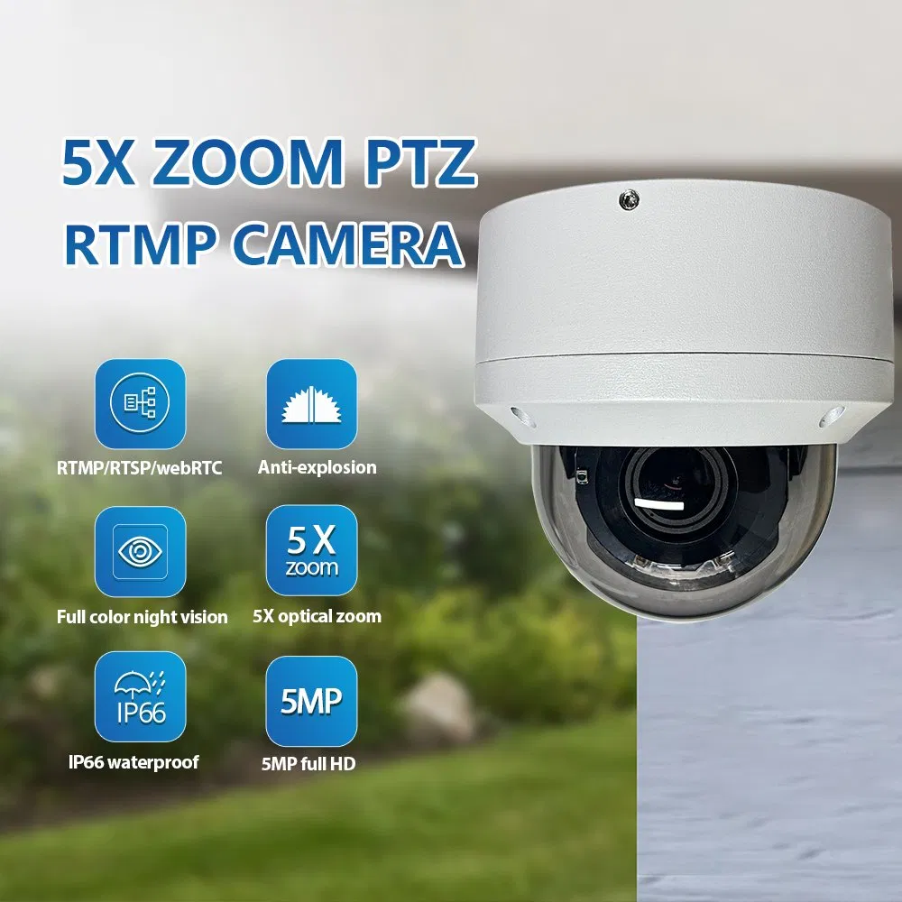 5MP 5X Zoom PTZ IP Poe Camera Long Range Waterproof IR OSD Outdoor CCTV Security Network Camera Dome