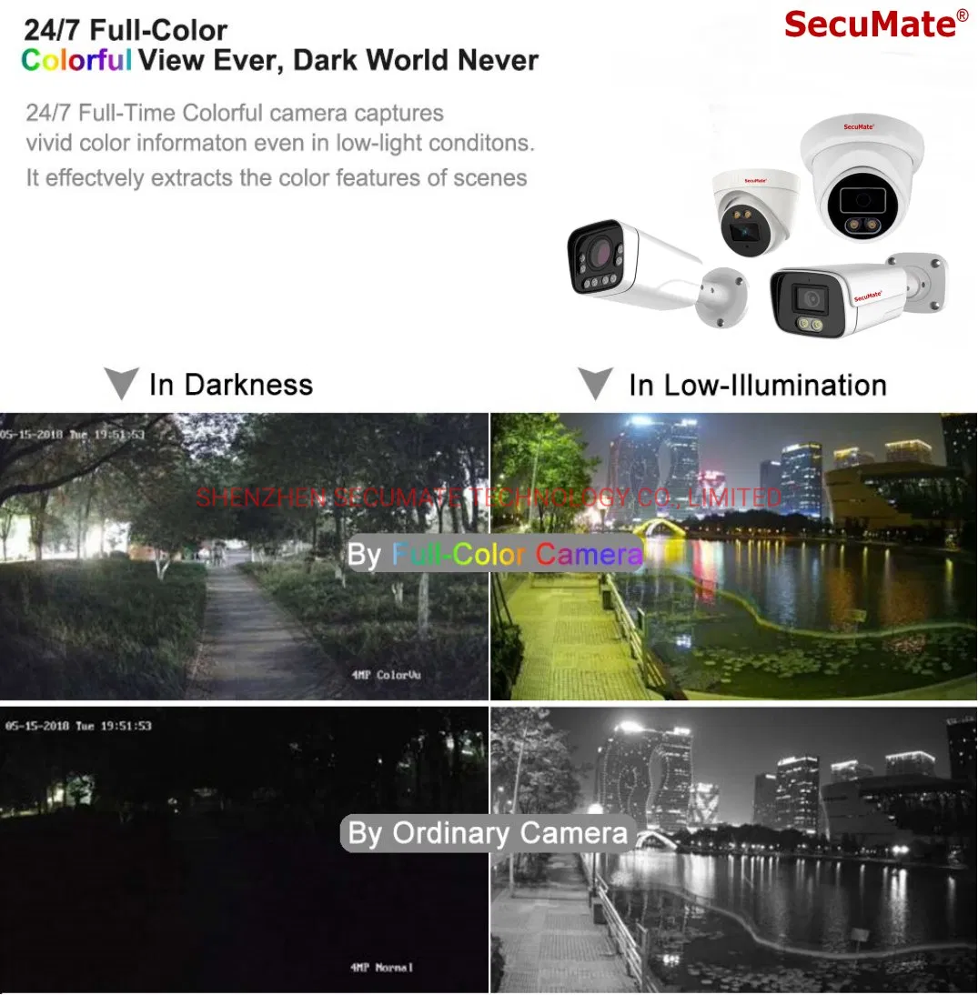 Hik Compatible CCTV 2MP 4MP 5MP Full Color Night Vision IP Camera Poe 2.8mm Colorvu Warm Light Plastic Dome Turret Dome Network IP Camera
