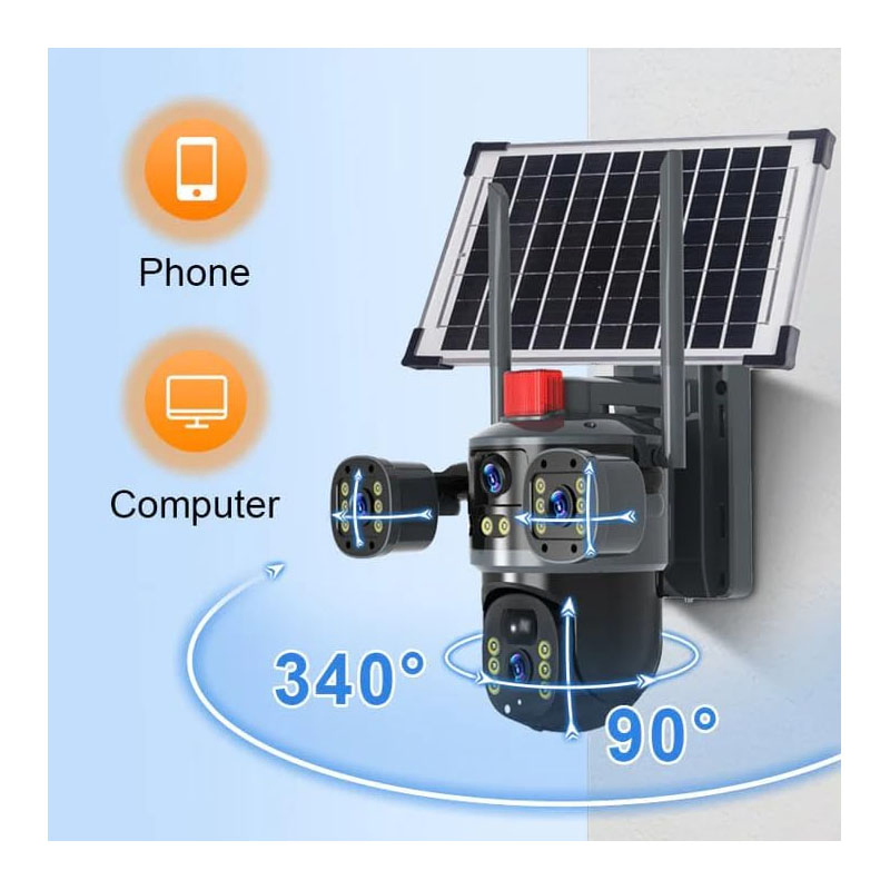 4G Solar Security Camera with Triple Lens, 6MP HD, Full Color Night Vision