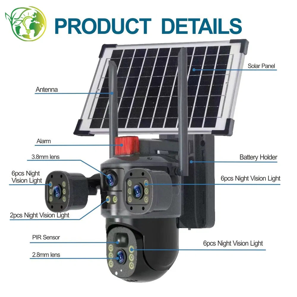 Solar Security Camera with 2-Way Audio, Wireless Outdoor Camera with WiFi &amp; Waterproof IP65