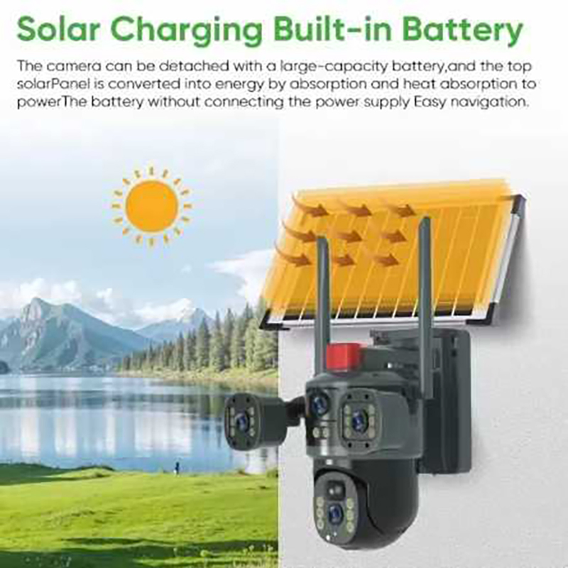 WiFi Outdoor Camera Wireless Solar/Battery Powered with Solar Panel, 360° Viewing, Ai Human Detection, Color Night Vision, Online Viewing
