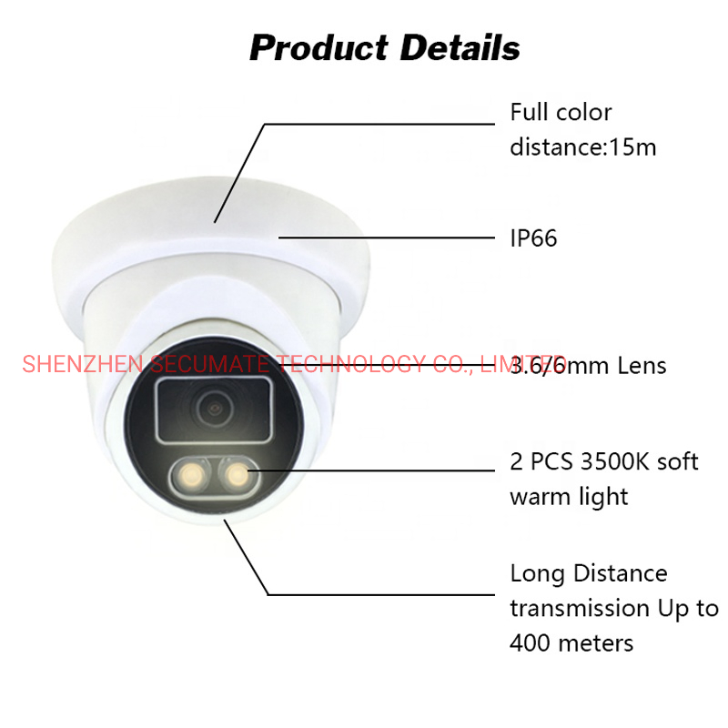Hik Compatible CCTV 2MP 4MP 5MP Full Color Night Vision IP Camera Poe 2.8mm Colorvu Warm Light Plastic Dome Turret Dome Network IP Camera