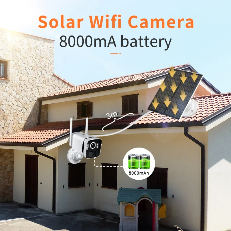 Two-Way Audio and Full Color Night Vision WiFi NVR and Wireless 4MP Solar Powered Battery CCTV Camera