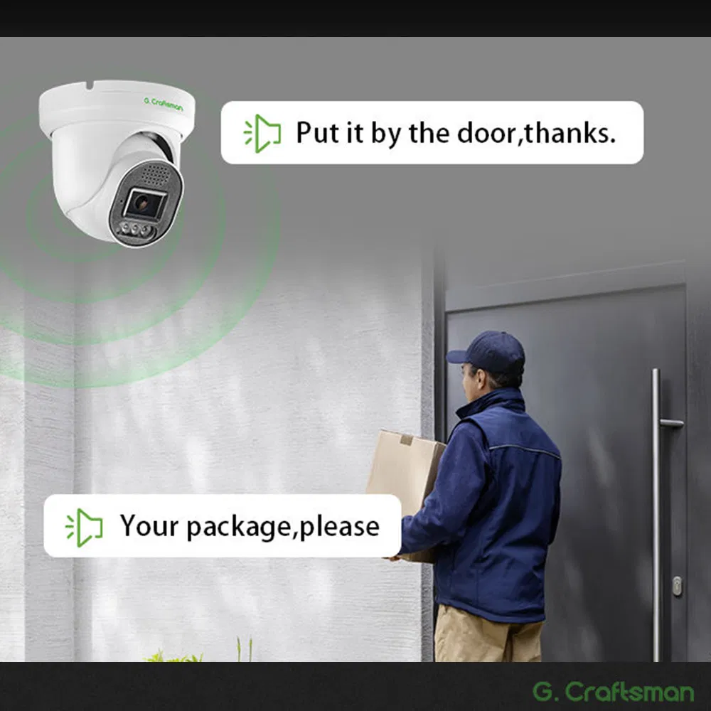 New Ga-Dfd-M5s Gcraftsman 5MP Sony Sensor Metal Security Camera Dual Light Blink Alarm Ring Night Vision Poe SD Card Slot Two Way Audio IP Camera