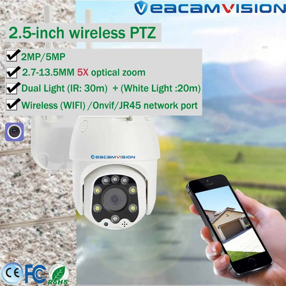 5X Optical Zoom Outdoor WiFi PTZ Camera Wholesale Small Surveillance Cameras Compatible with Hik Dahua