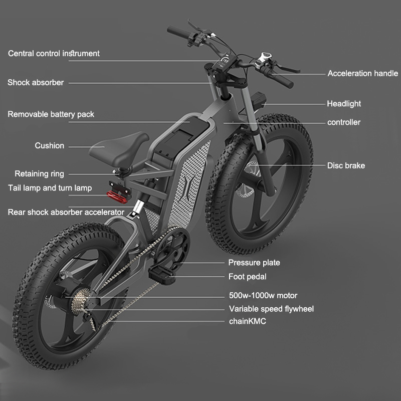 40-120km Ebike Factory Price 1000W 20 Inch Fat Tyre Hidden Battery Electric Bike