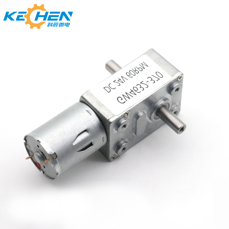 12V/24V Right Angle Mini DC Motor 4632-370 Brushed Worm Gear Permanent Magnet Perpendicular Transmission Brush Commutation