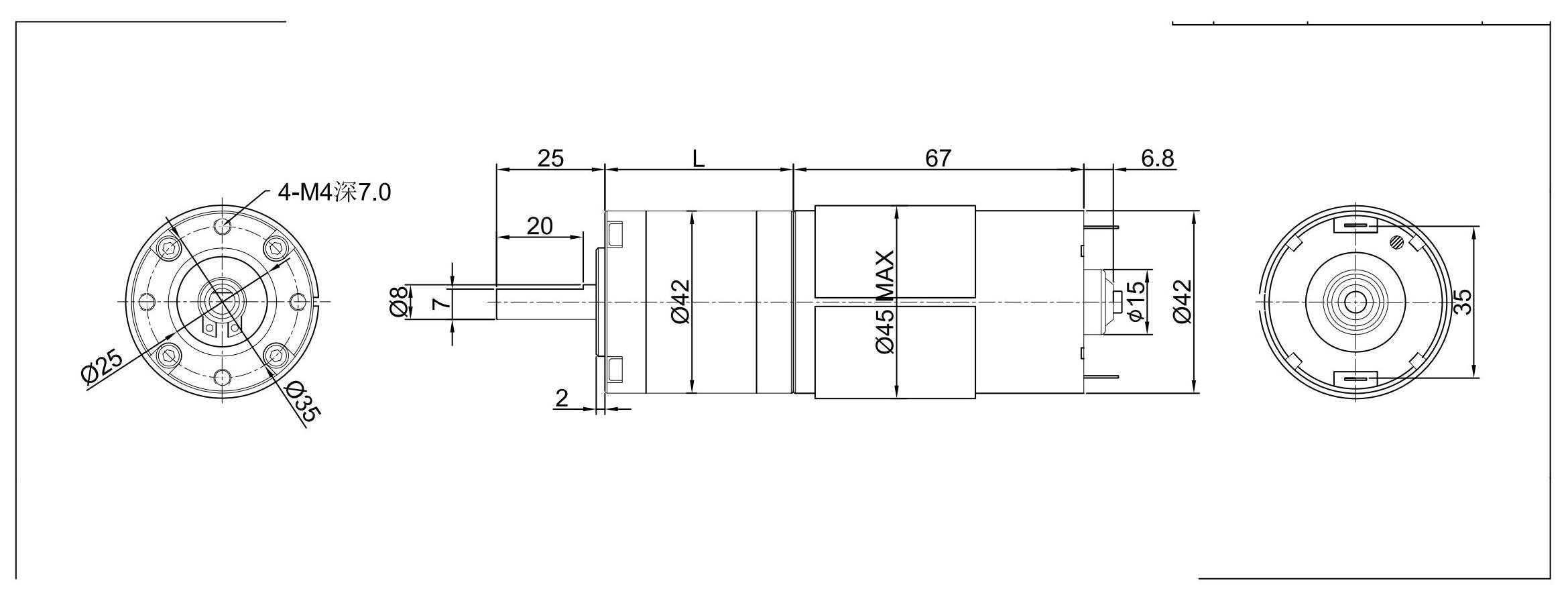 Planetary gear motor detailed view