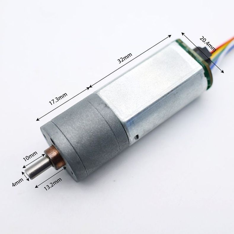 12V Brushed Geared Motor Spur Gearbox with Encoder 5-15 RPM Speed 150mNm Torque 4mm Shaft Diameter Permanent Magnet Construction