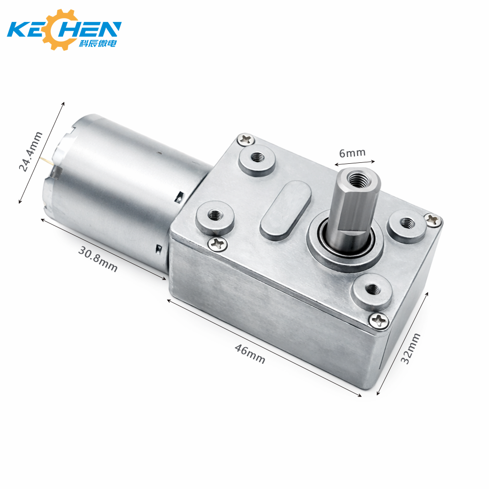 46mm * 32mm Square Gearbox Right Angle Output Shaft 6mm 12v 24v DC Worm Motor Product Type DC Motors