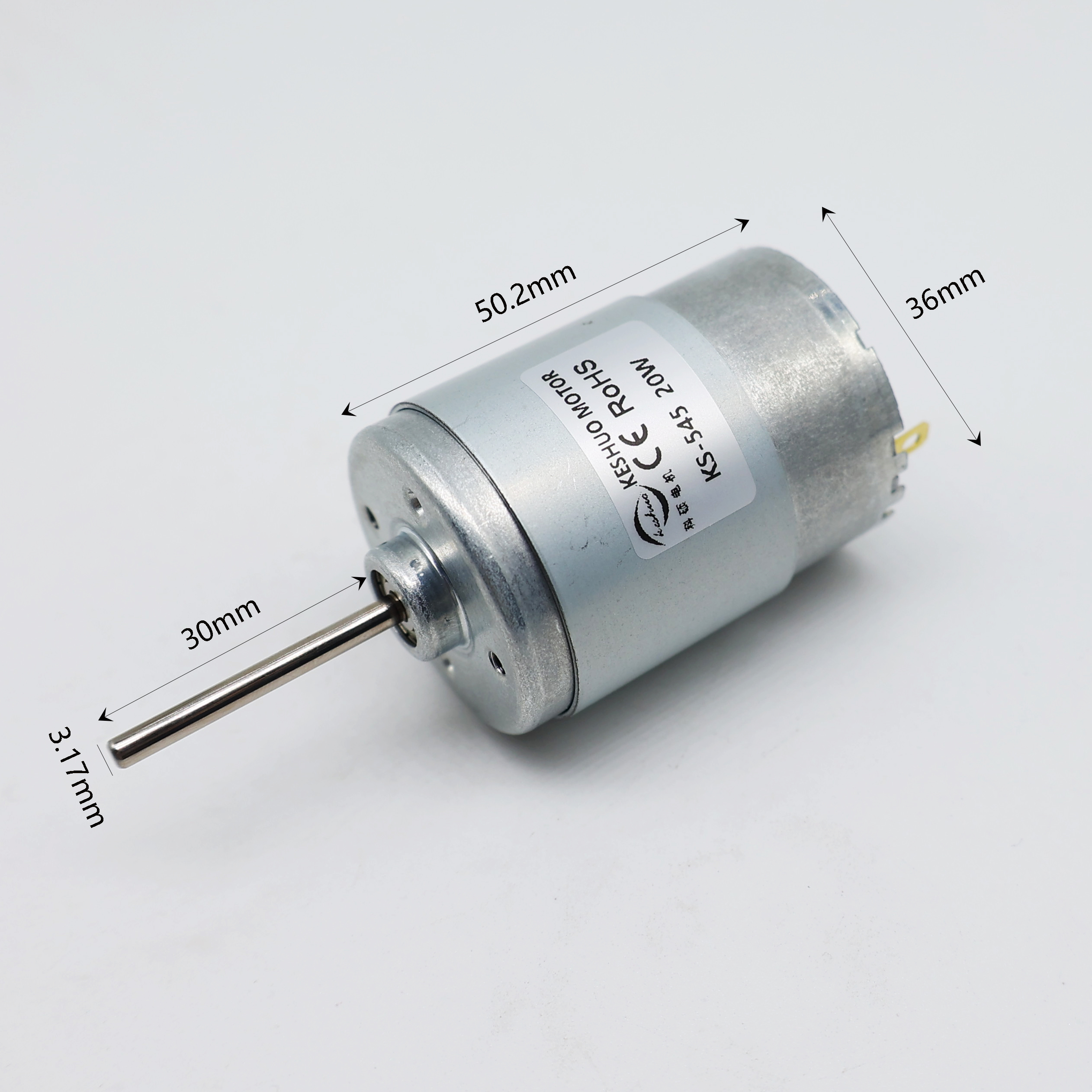 12V 24V Brushed DC Motor with Long 36mm RS 545 Shaft 12000rpm Speed Smart Home Compatible Permanent Magnet for Home Appliances