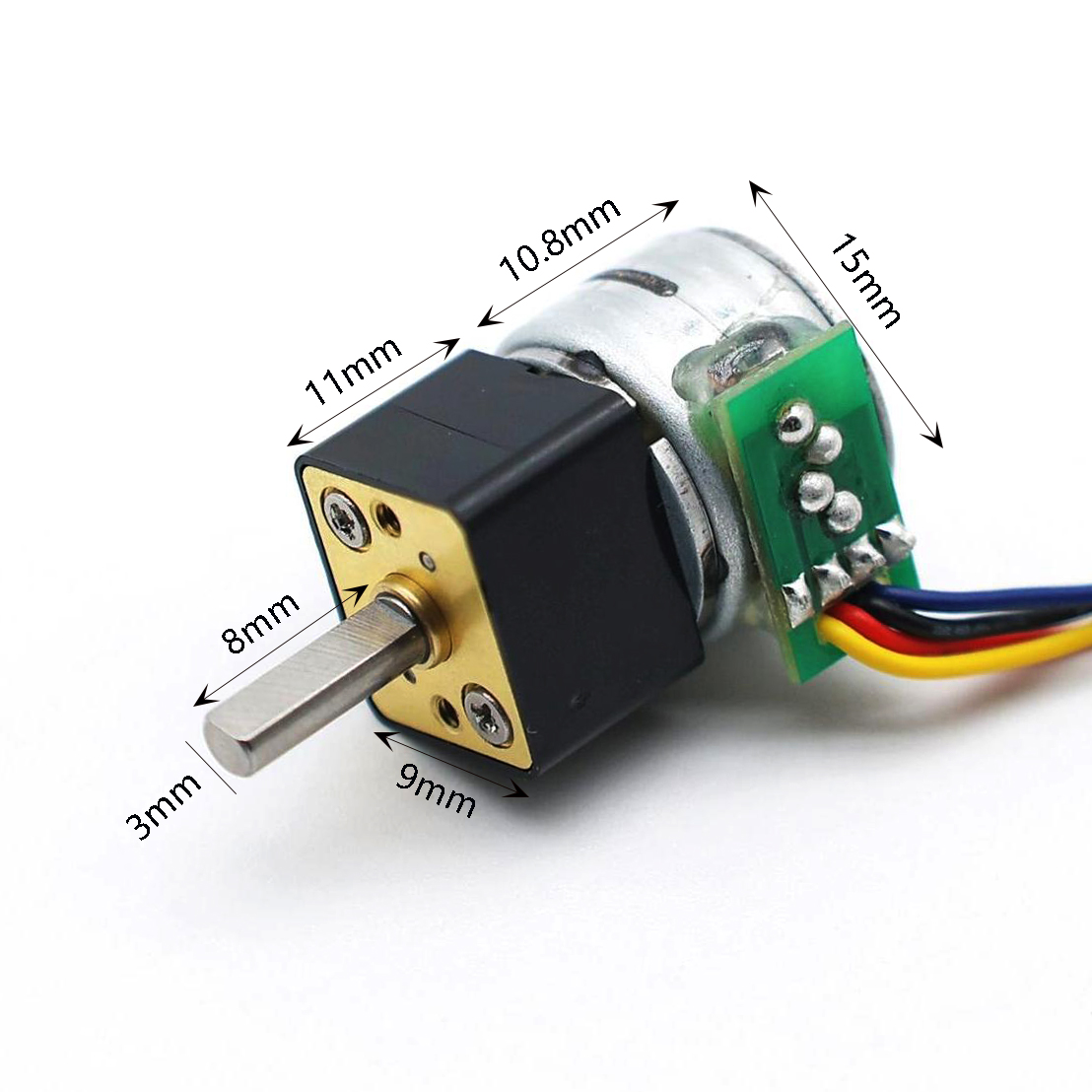 15mm Brushless DC Micro Stepper Motor 12V 2-Phase 4-Wire Electric Gearbox High Torsion Slow Speed Permanent Magnet Metal Gear