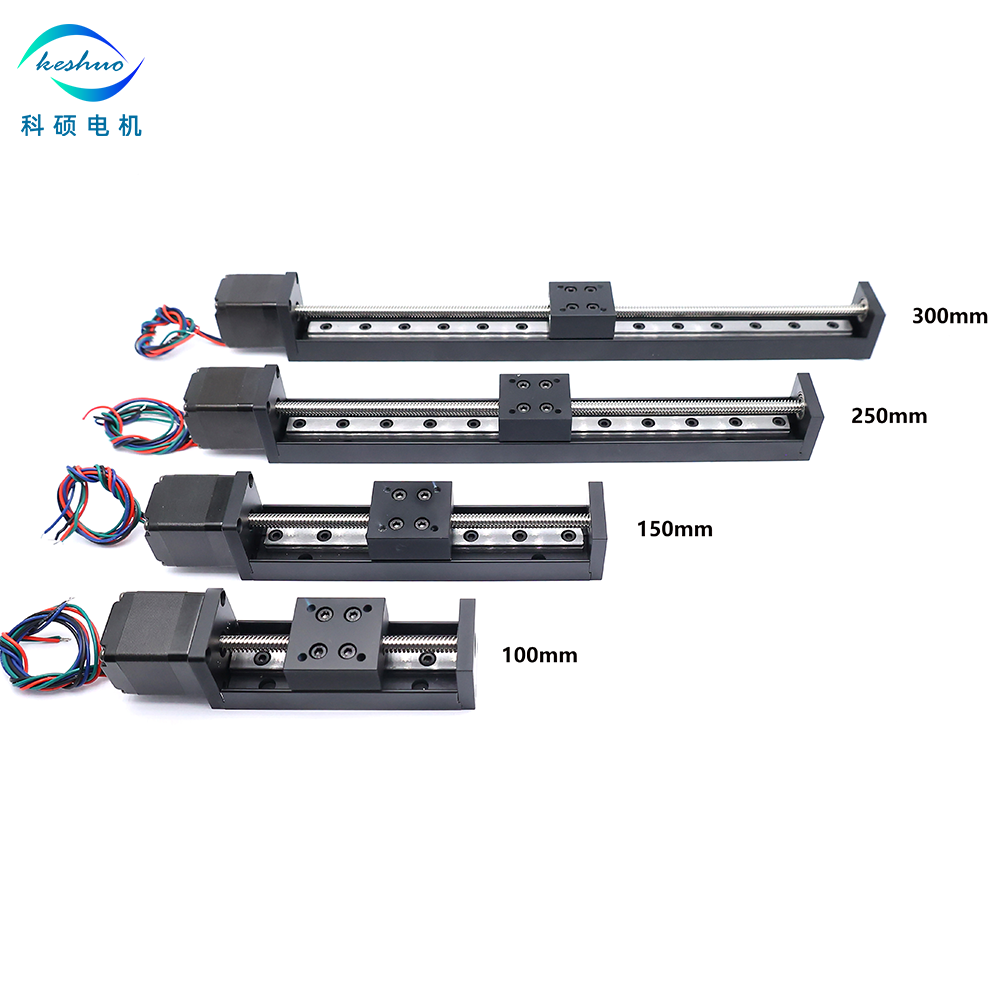 NEMA 11 Hybrid Stepper Motor Linear Stage Actuator with Mini Slide Table and 50mm/100mm/150mm/200mm Square Linear Rails