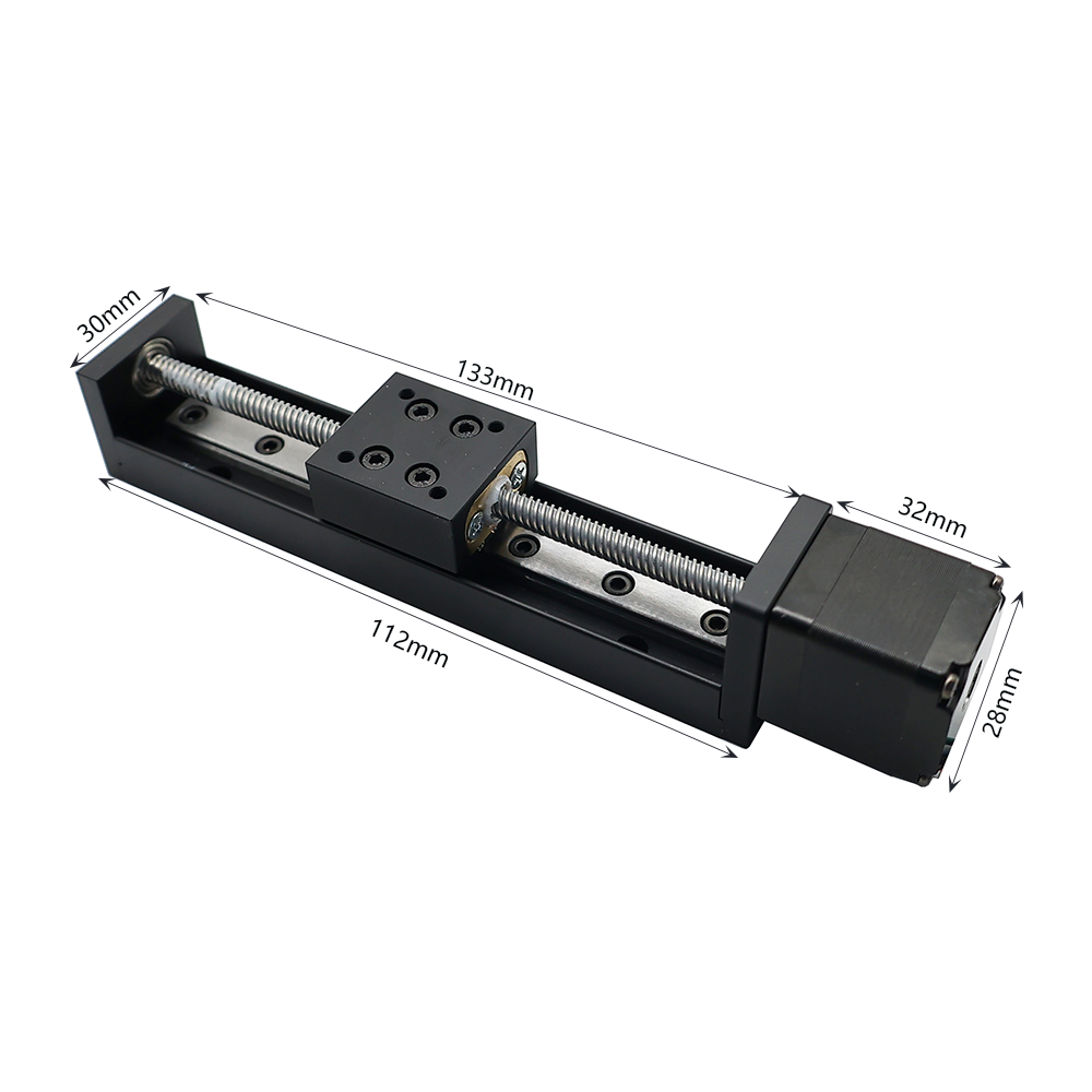 NEMA 11 Hybrid Stepper Motor Linear Stage Actuator with Mini Slide Table and 50mm/100mm/150mm/200mm Square Linear Rails