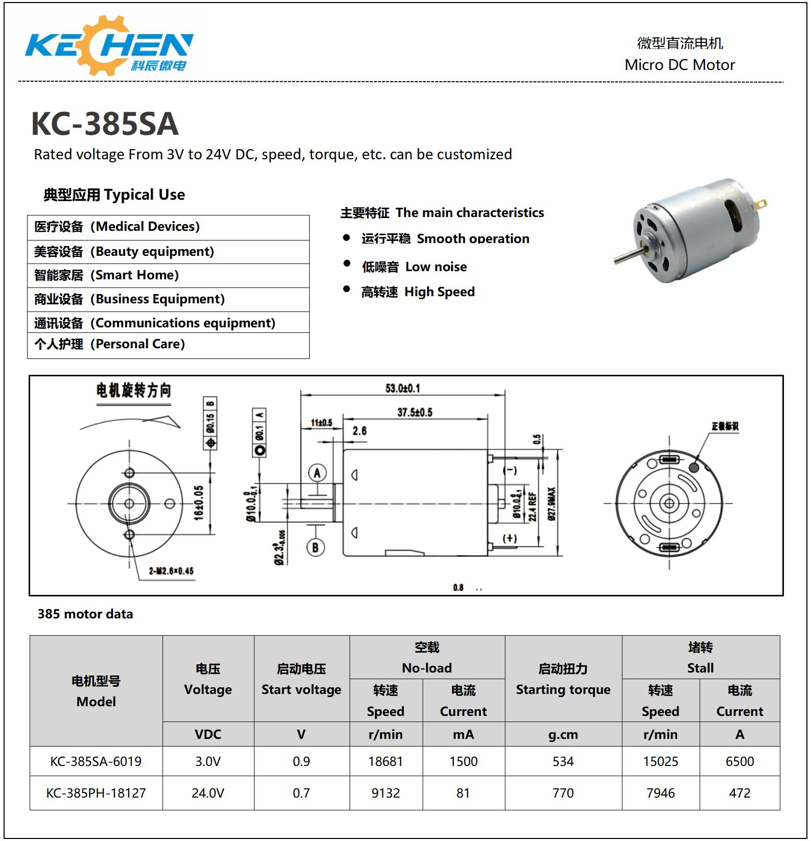 385SH 12v Dc Motor Overview