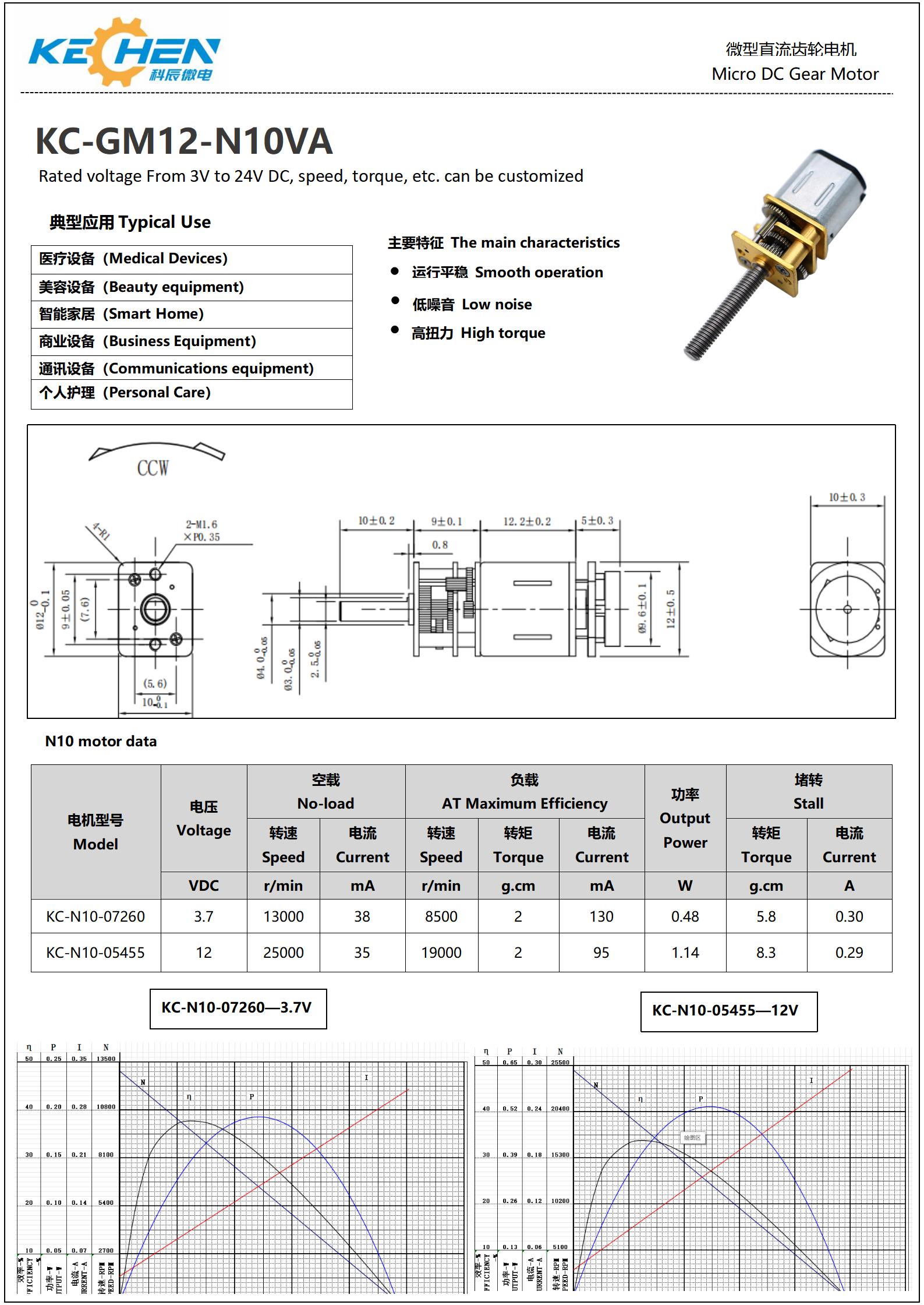 12mm small spur gear dc motor specifications
