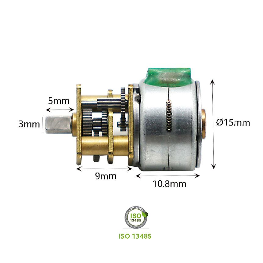 ROHS ISO13485 Certified 15mm Micro DC Stepper Motor with Gearbox Permanent Magnet Product Category Stepper Motors