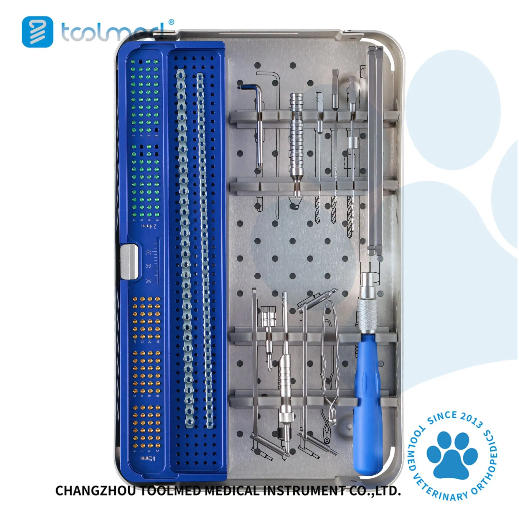 Factory Sale 1.6/2.4/3.2/4.0mm Veterinary Orthopaedic Alps Reconstruction Locking Plate Screw Instruments Kit Set for Vet Orthopedic Surgery