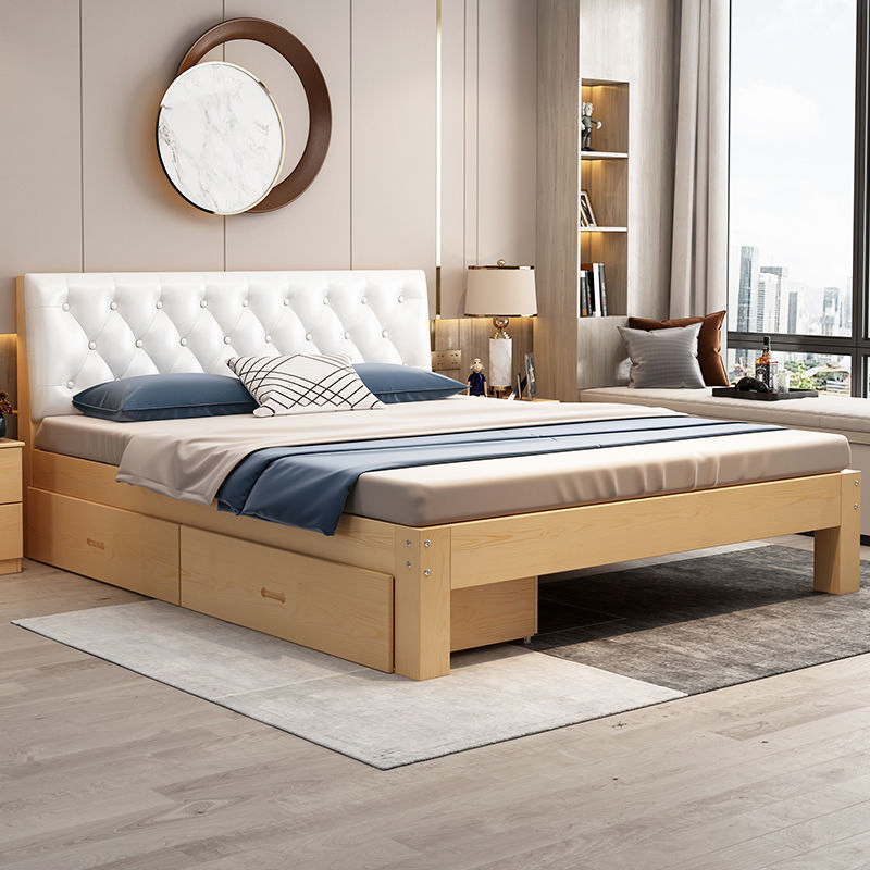 Cama doble de melamina para hogar moderno, cama individual de ocio con cajones, cama de pared de madera