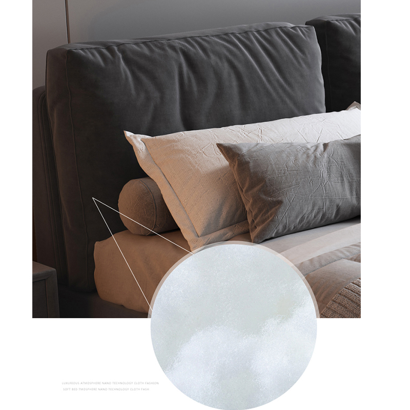 Cama doble moderna simple, dormitorio principal, cama grande, lujo ligero francés italiano 1.8-Meter apartamento pequeño, cama de boda de madera maciza y tela
