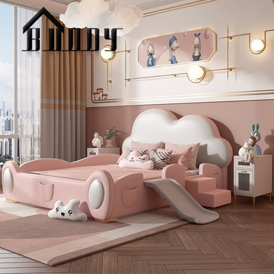 Conjunto de cama de cuero tamaño rey y reina para niños muebles cama