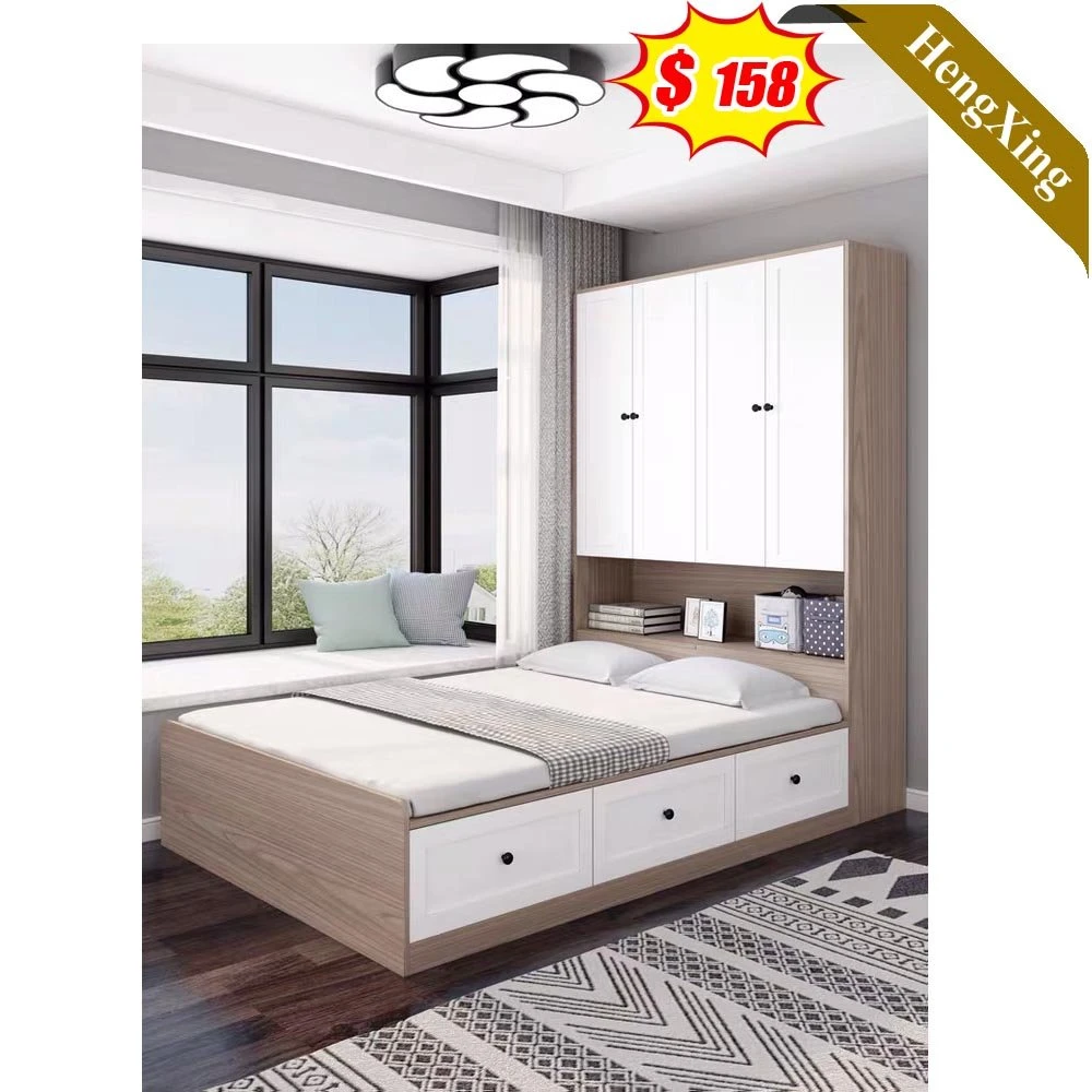 Mueble de dormitorio de cuero para el hogar, cama doble de masaje, cama de madera tamaño rey o reina, cama con caja de almacenamiento en la pared (HX-8ND9337)