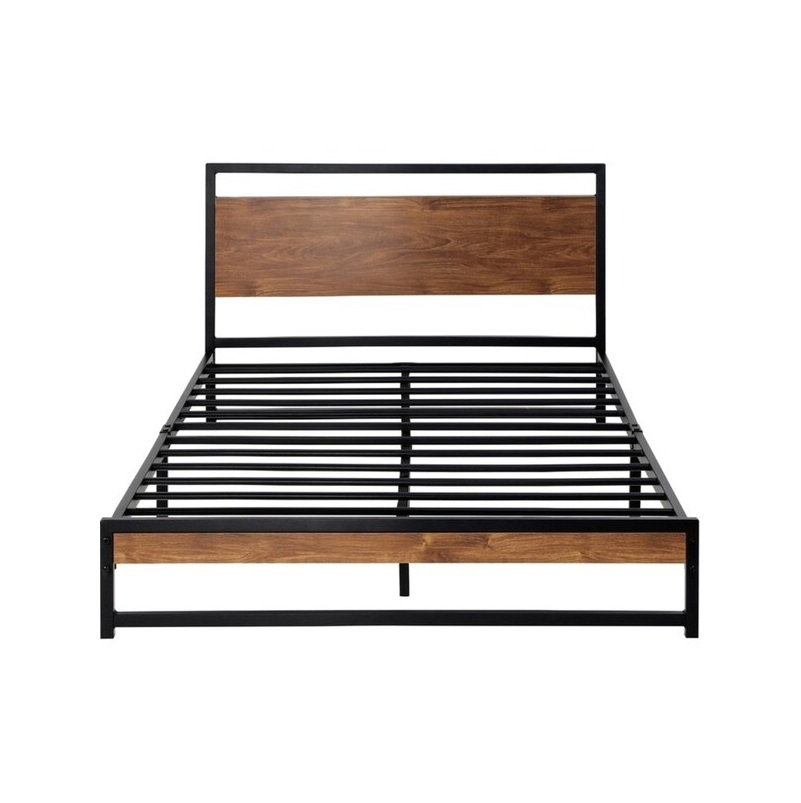 Solución de instalación fácil para el dormitorio, cama de plataforma de acero, cama de hierro con cabecera, cama de tamaño king, queen y full, marco de cama de metal