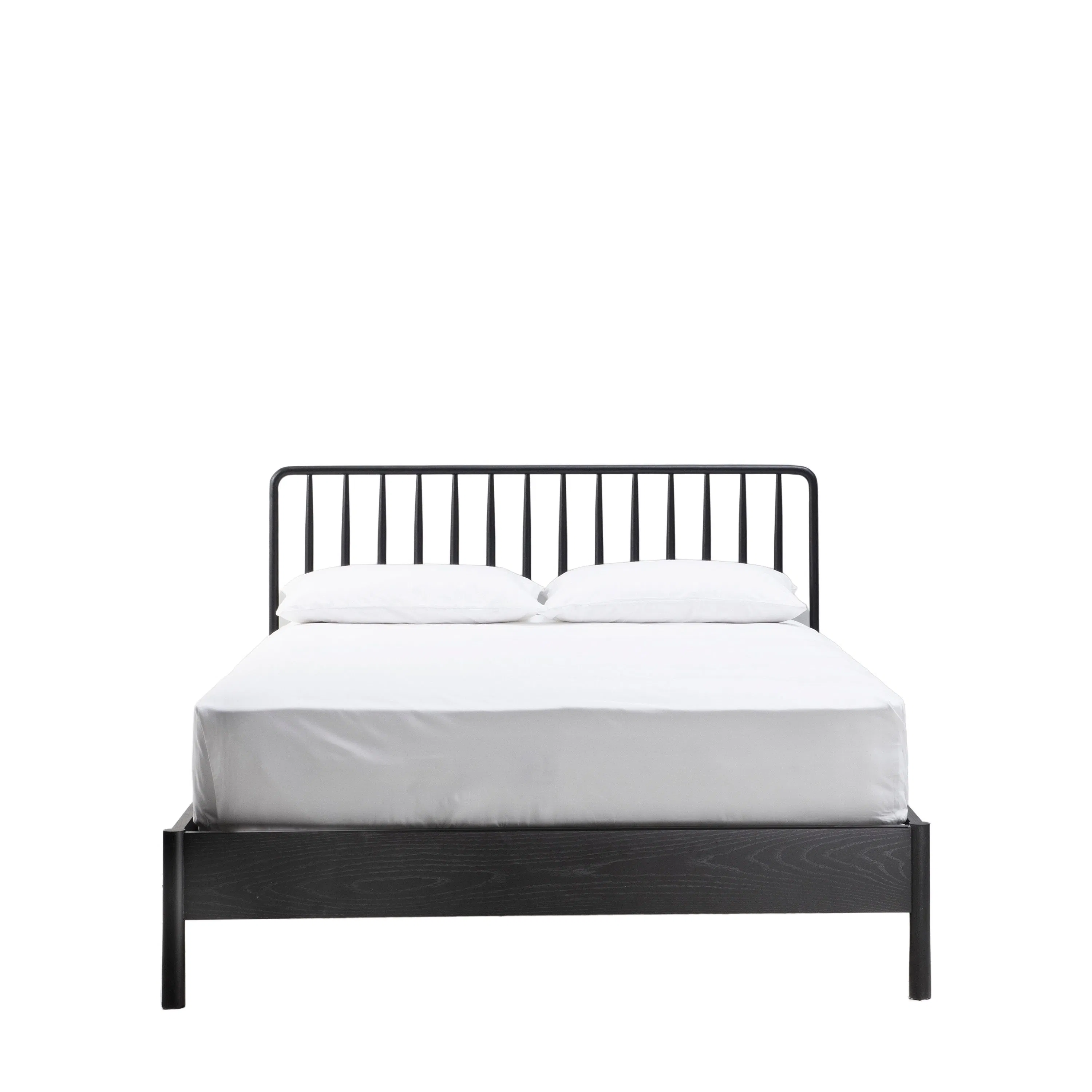 Cabecero de plataforma de husillo moderno, marco de cama de madera de roble macizo para dormitorio