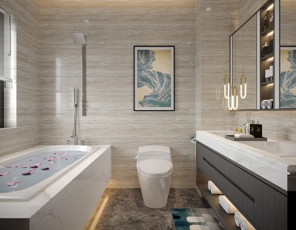 Muebles de dormitorio de lujo moderno, suite completa de penthouse para un espacio de vida de alto nivel