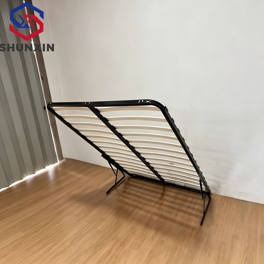 Cama moderna tapizada y elegante con almacenamiento de elevación a gas