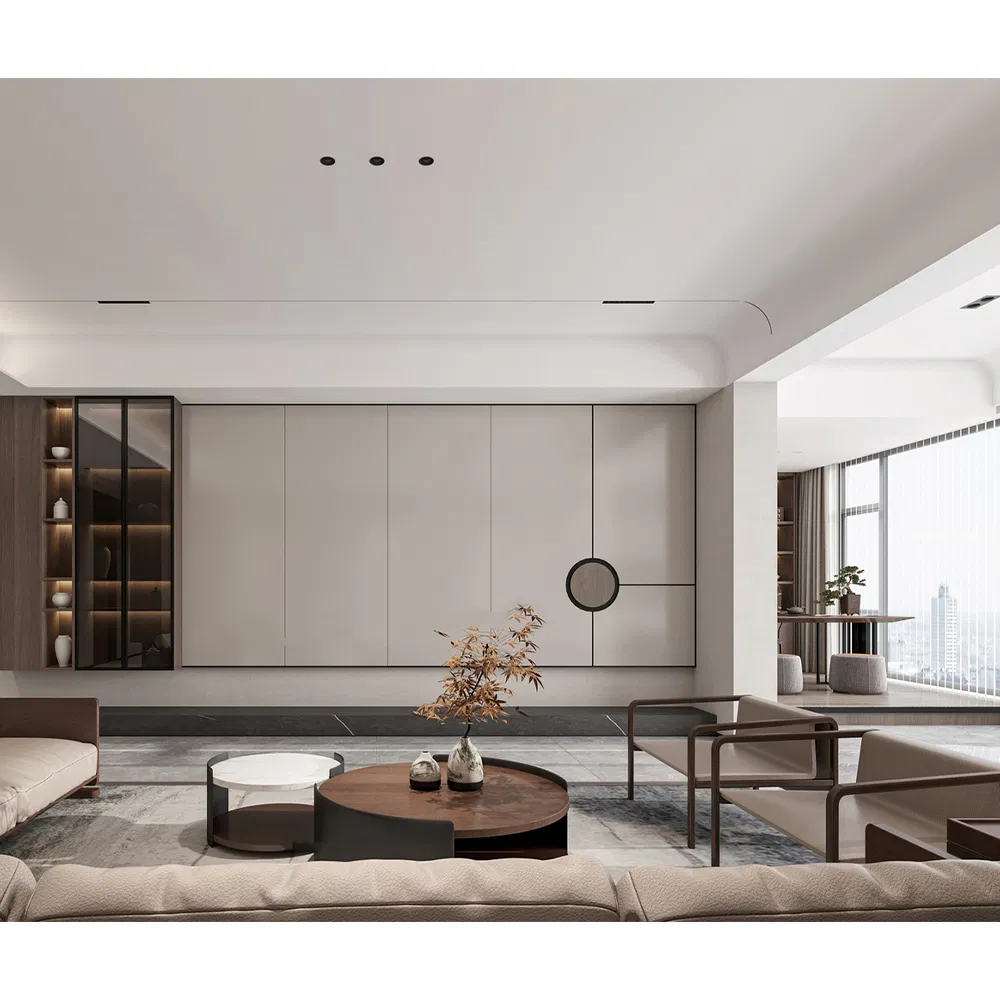 Conjunto de muebles de dormitorio de lujo ligero italiano, suite de villa en ático para hotel y villa de lujo