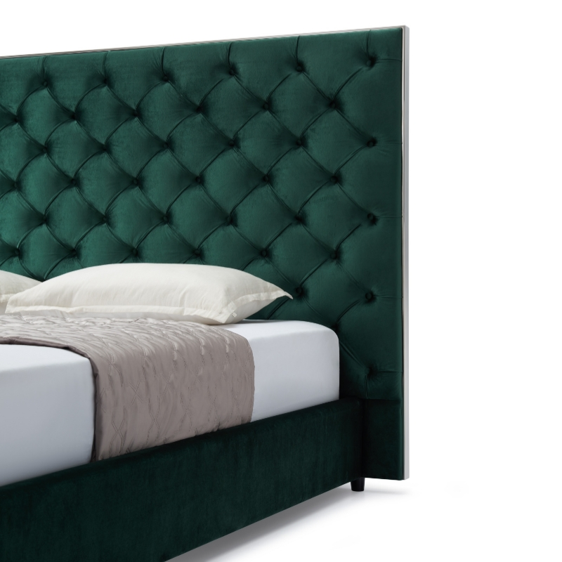 Cama de tela de lujo de diseño italiano tamaño rey y reina para uso en dormitorio, muebles modernos para hogar, oficina, hotel y apartamento