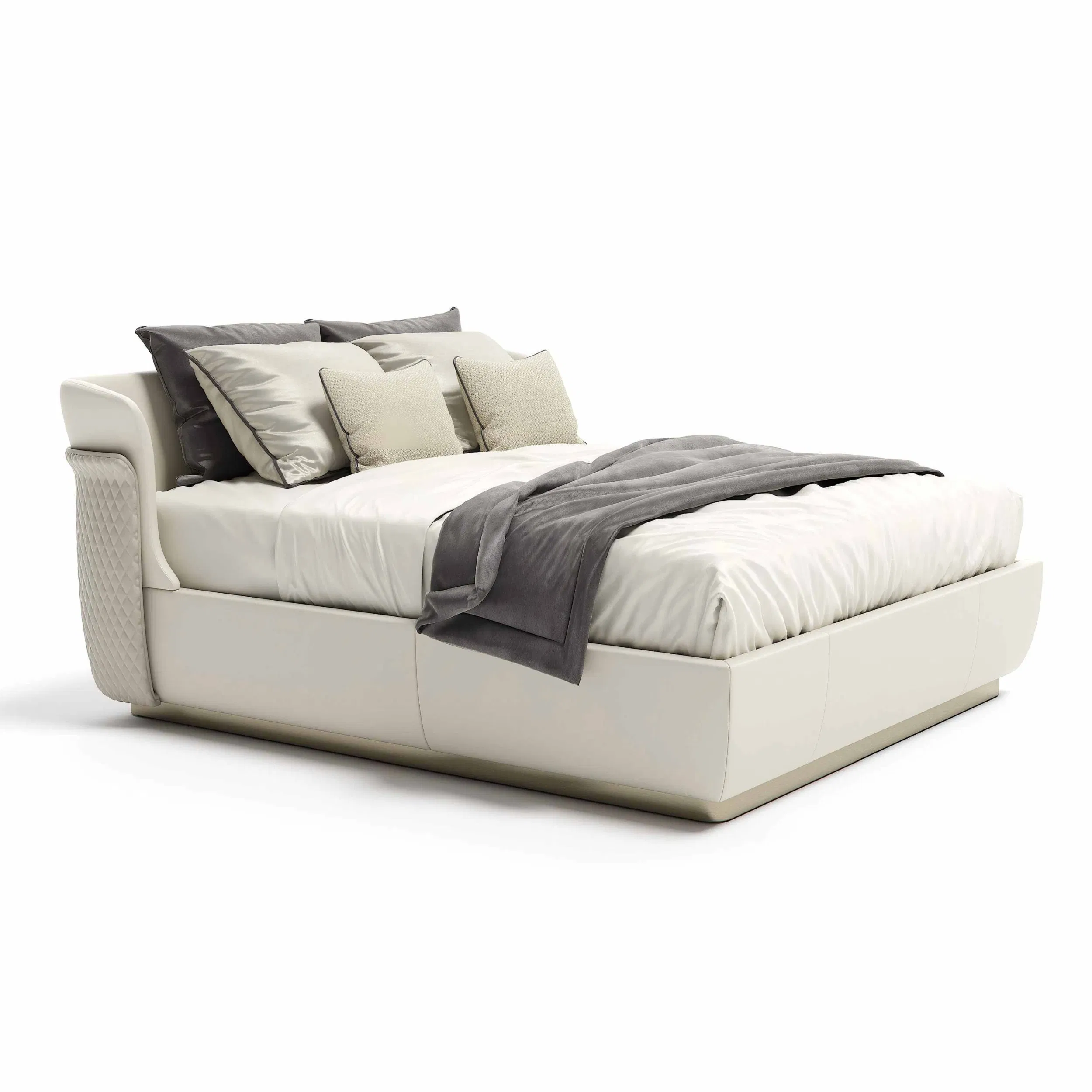 Muebles de dormitorio de cuero lujoso cama tamaño king cama tapizada de lujo