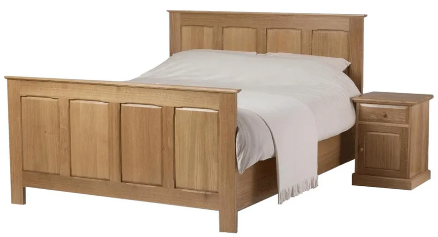 Cama moderna nórdica de madera de plataforma tamaño rey individual en roble marrón natural