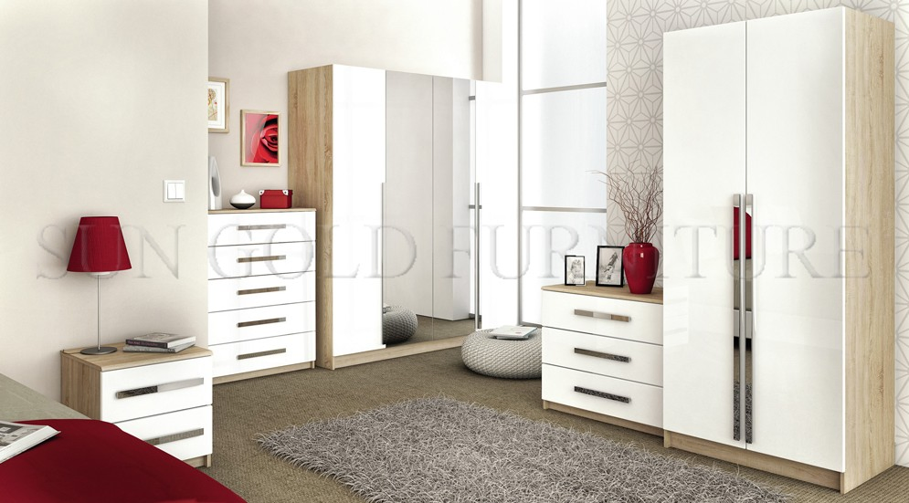 Muebles de dormitorio de alta calidad modernos, juegos de camas de madera de lujo (SZ-BF081)