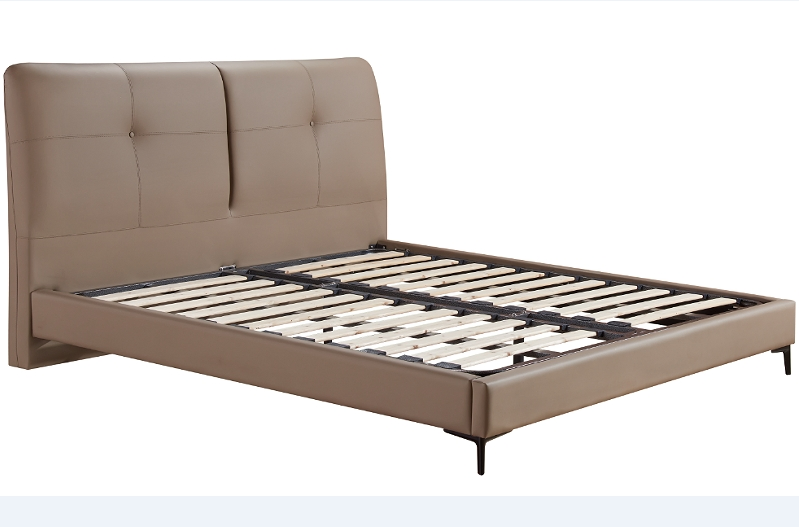 Cama Tapizada Reina Tamaño King, Tela Lino/Cuero PU Fácil Montaje