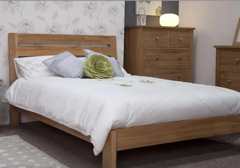 Cama de dormitorio de madera de roble macizo a medida con listones 4 de tamaño doble 6 al por mayor en China