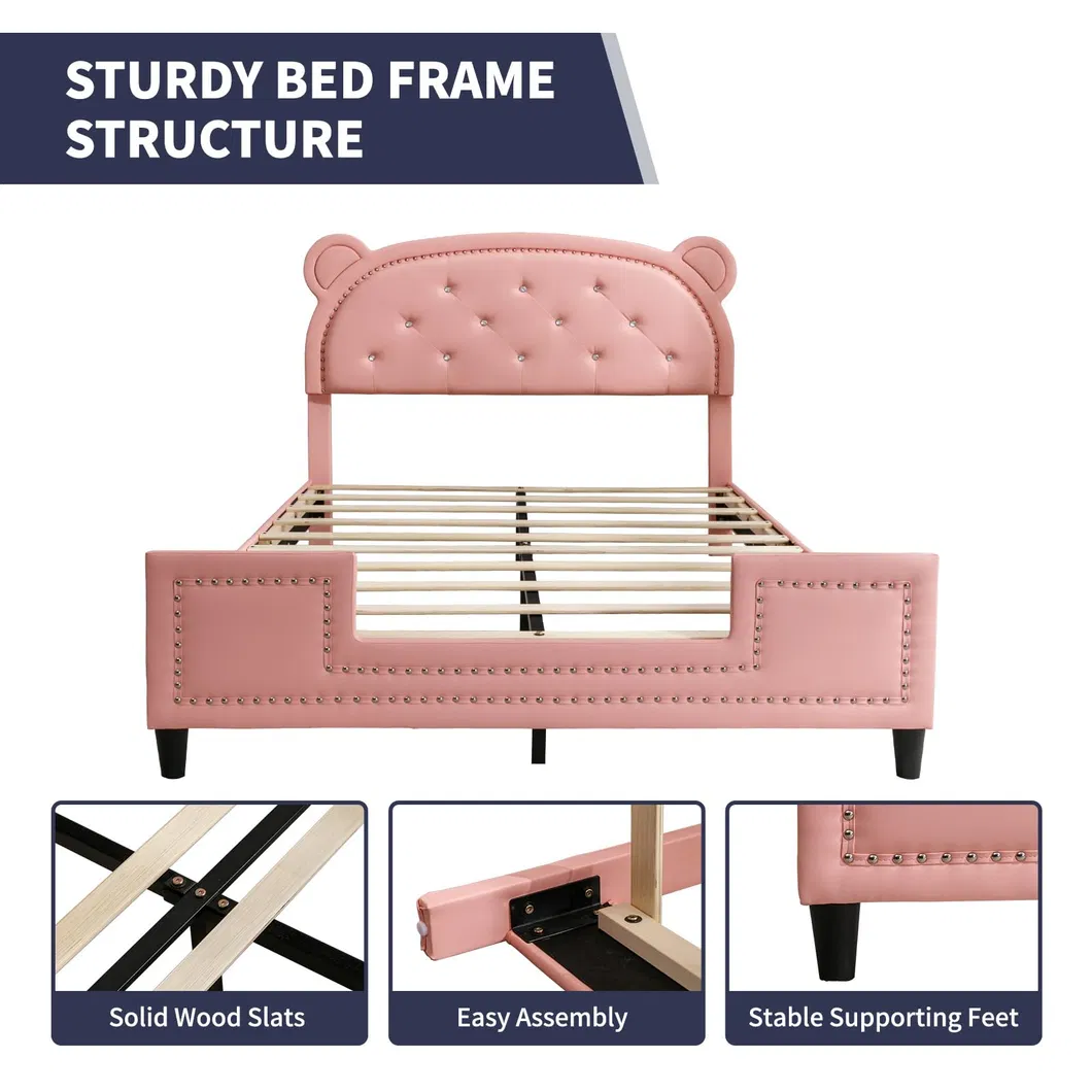 Cama gemela para niños de cuero sintético