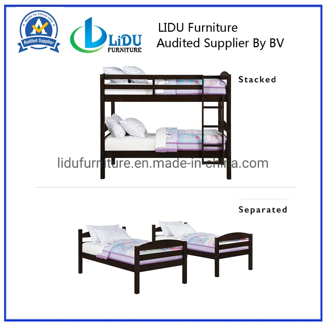 Cama litera de madera maciza con escalera cama de alta calidad para niños