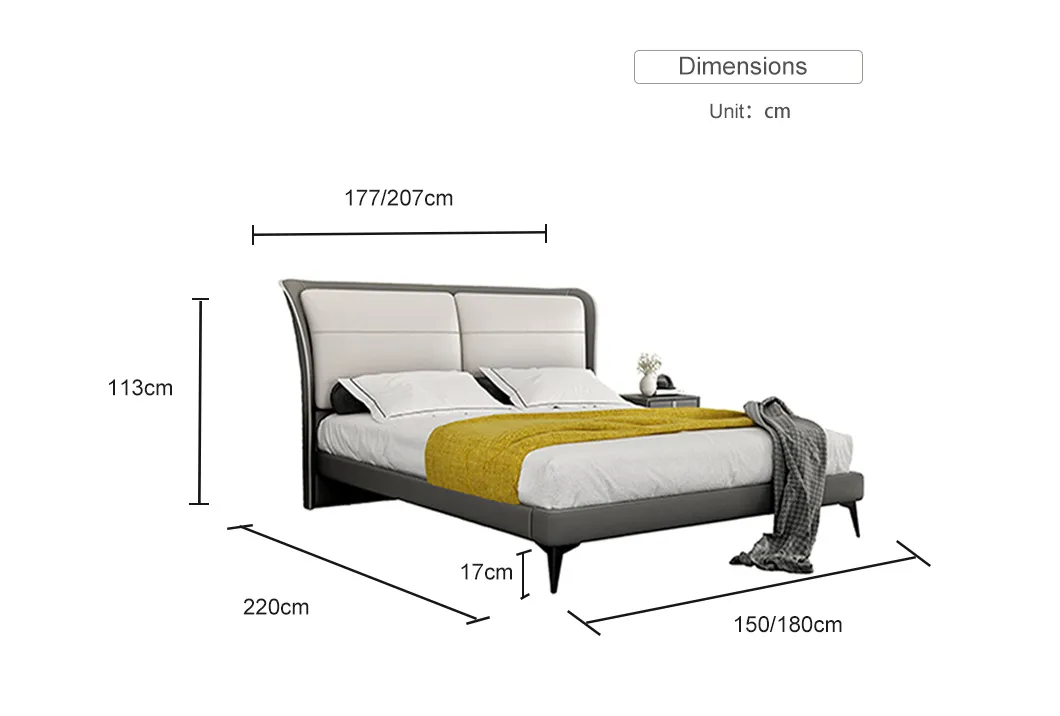 Cama doble de cuero tamaño queen king con cabecera de marco moderno