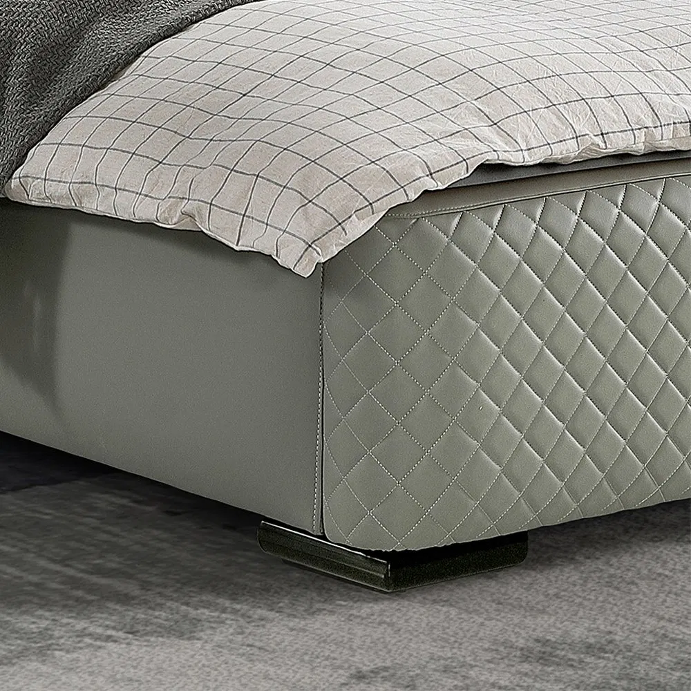 Diseño italiano moderno de almacenamiento cama abatible de cuero gris tamaño king para muebles de dormitorio