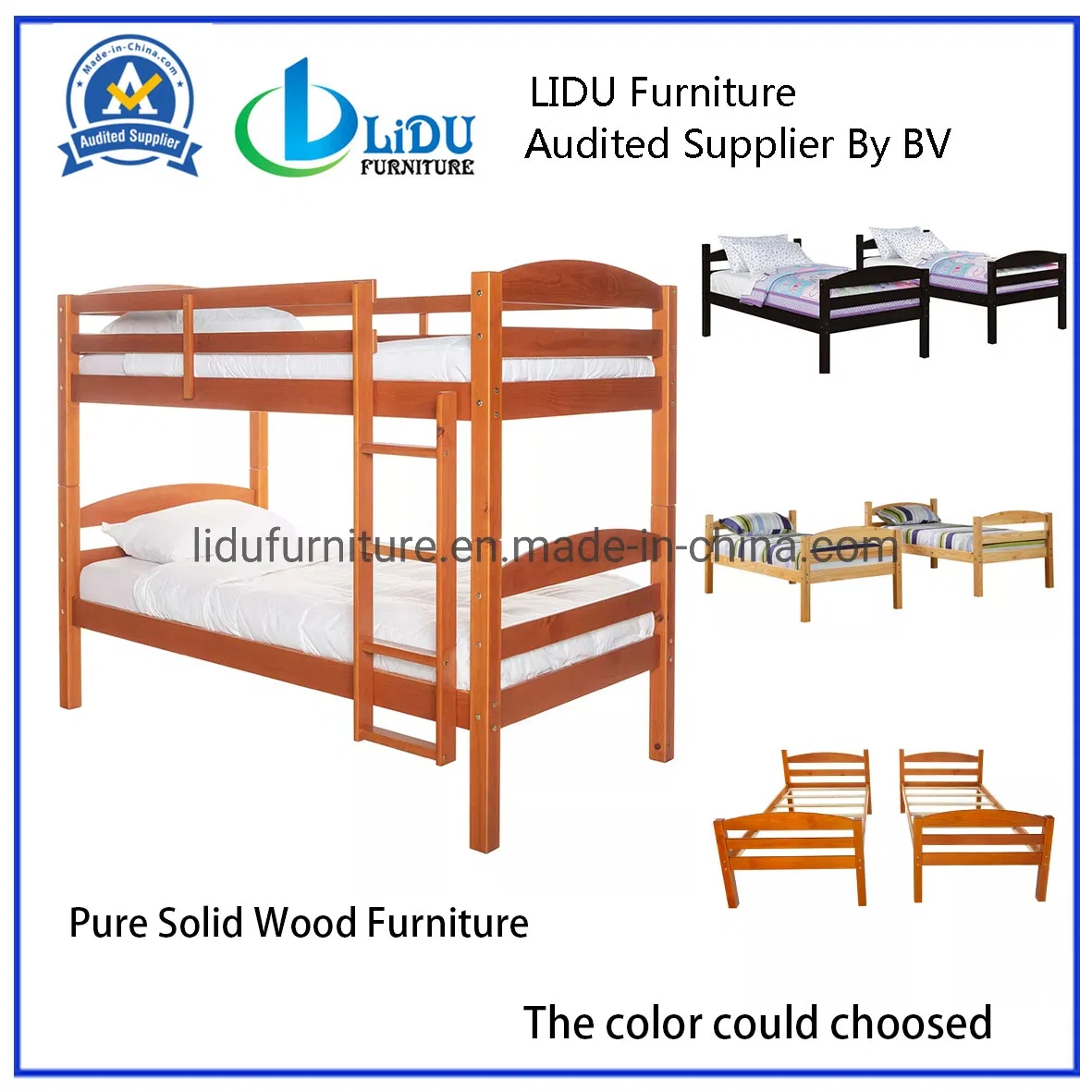 Muebles para dormitorio infantil de madera maciza, cama litera para niños con tobogán y escaleras