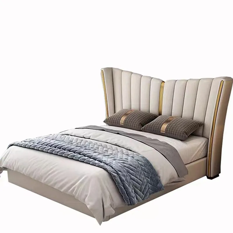 Cama doble tapizada de lujo ligero italiana