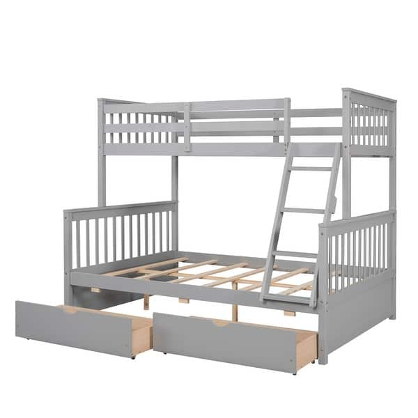 Cama litera de madera maciza de doble sobre matrimonial con cajones