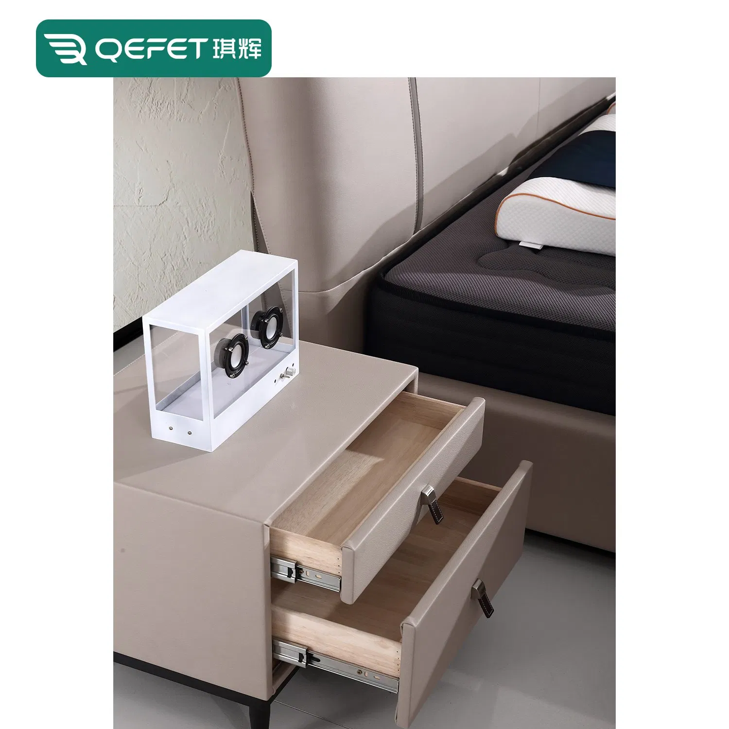 Mueble de lujo moderno para dormitorio cama king size tapizada en cuero o tela