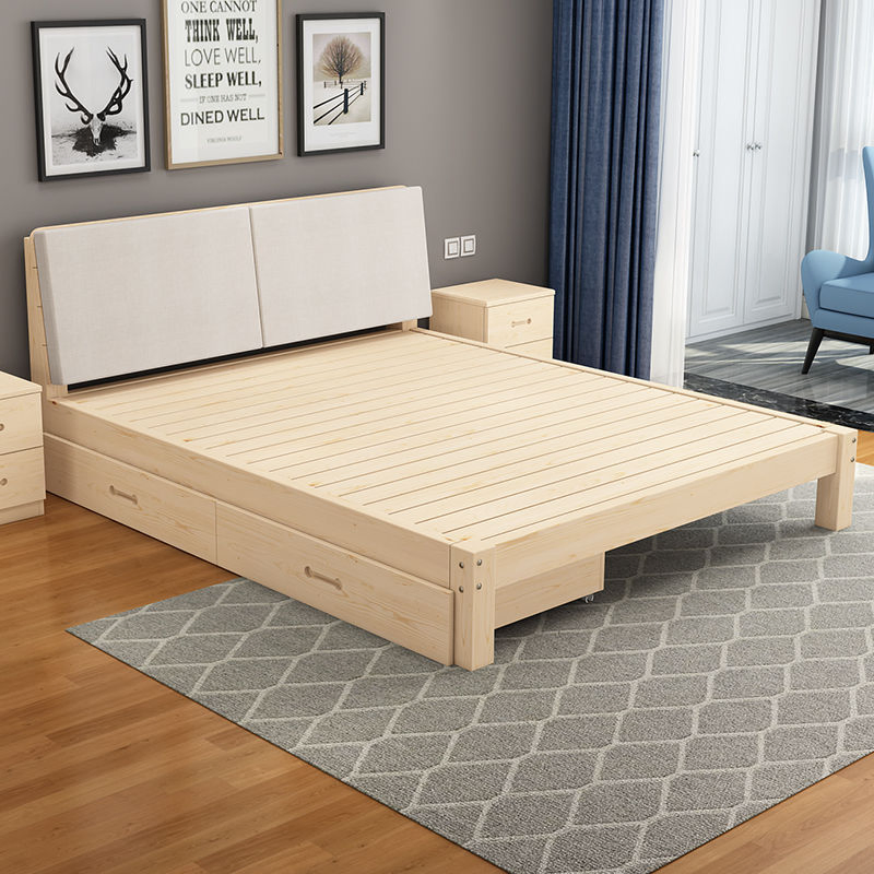 Cama doble de melamina para hogar moderno, cama individual de ocio con cajones, cama de pared de madera