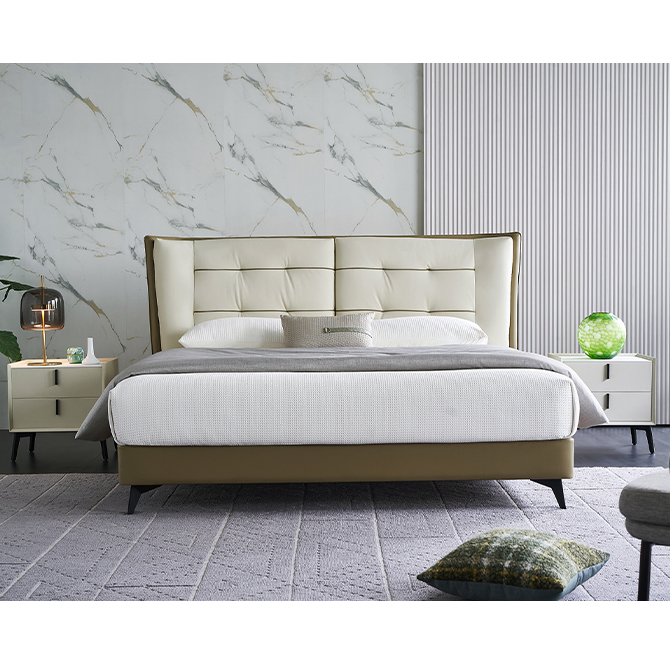 Conjunto de cama plataforma suave de cuero premium moderno para el hogar y dormitorio