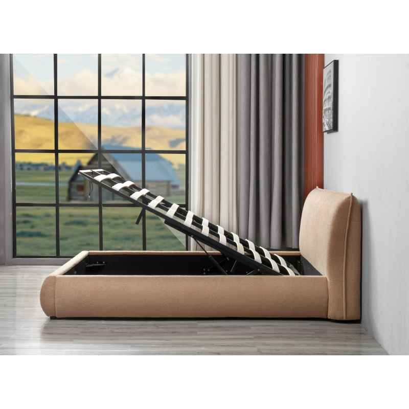 Cama tapizada de tamaño queen Huayang OEM con almacenamiento para dormitorio, estructura de cama para adultos
