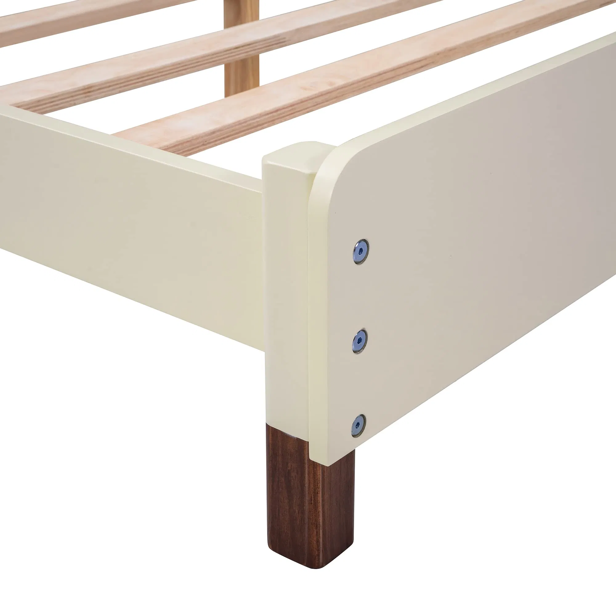 Estructura de cama nido tapizada para niños, cama plataforma de piel sintética de tamaño twin