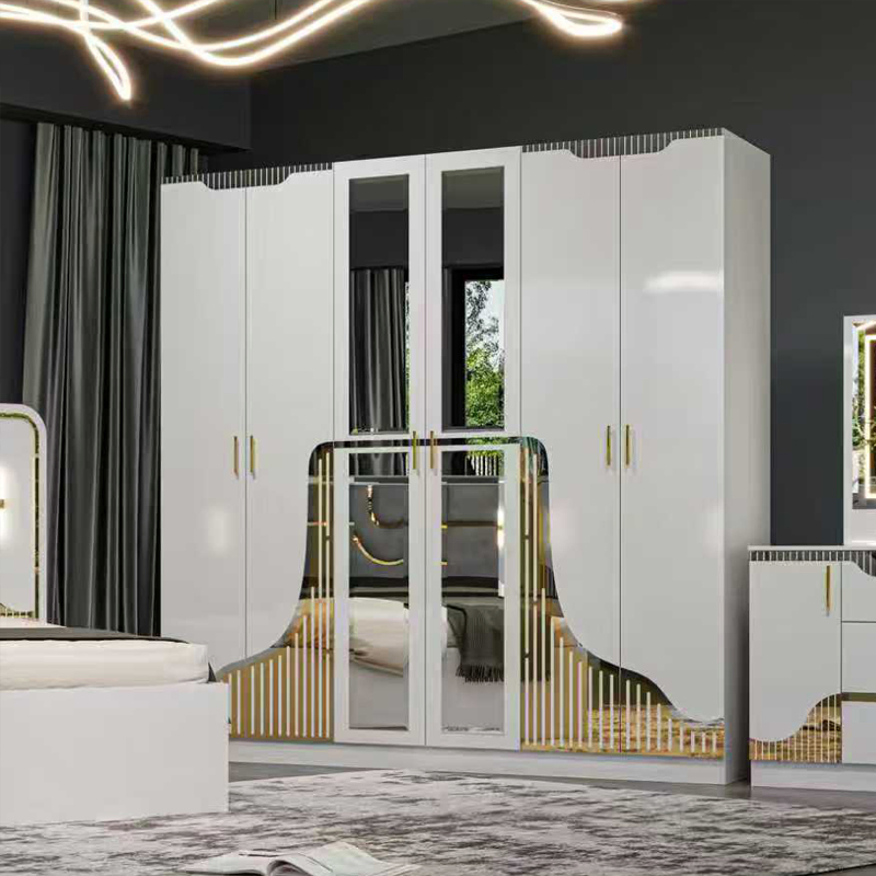 Conjunto de habitación de hotel contemporáneo de cama king size de Foshan, muebles de dormitorio de madera de lujo para casa moderna china de MDF